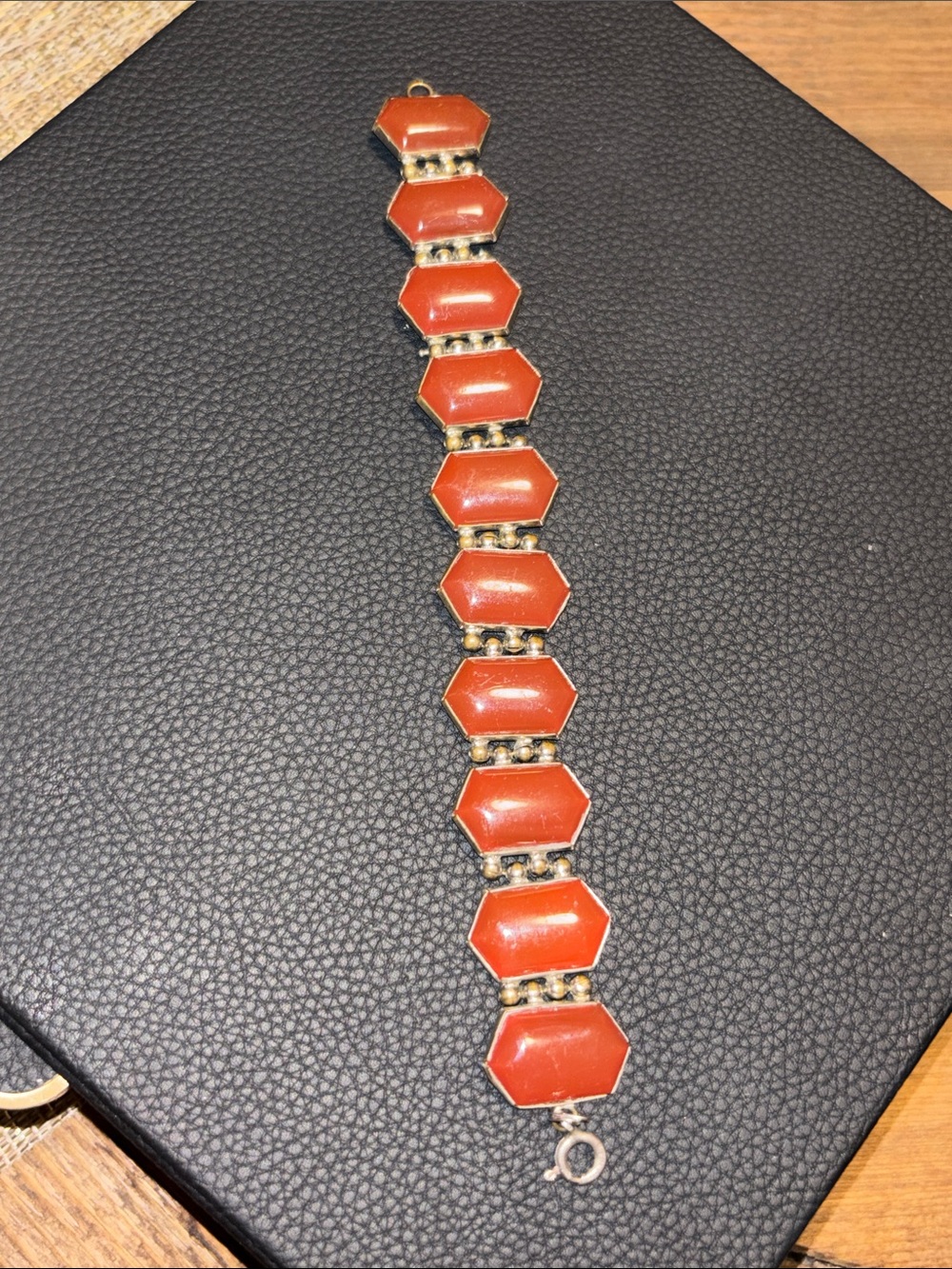 Vintage sterling silver bracelet with brown stones
